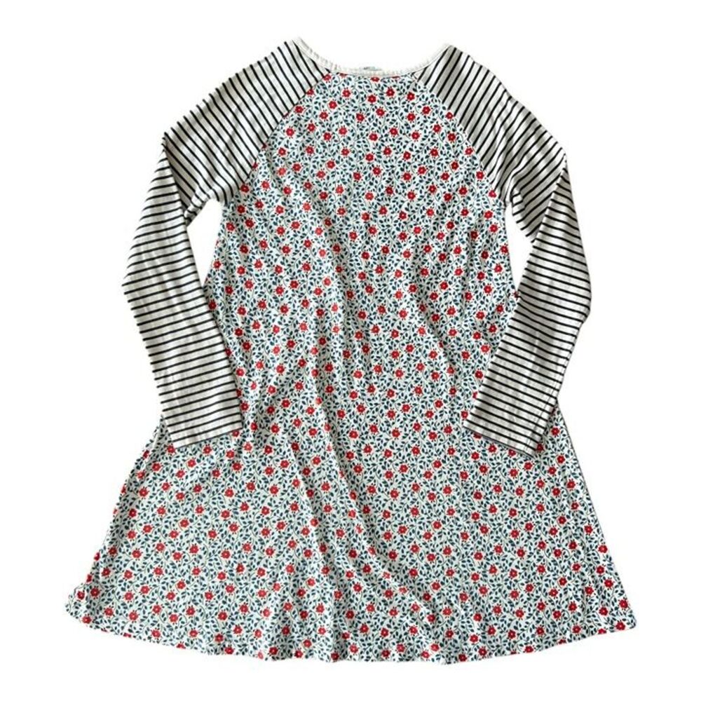 Mini Boden Girls Long Sleeve Dress – Striped Sleeves Floral Print – Size 11-12Y